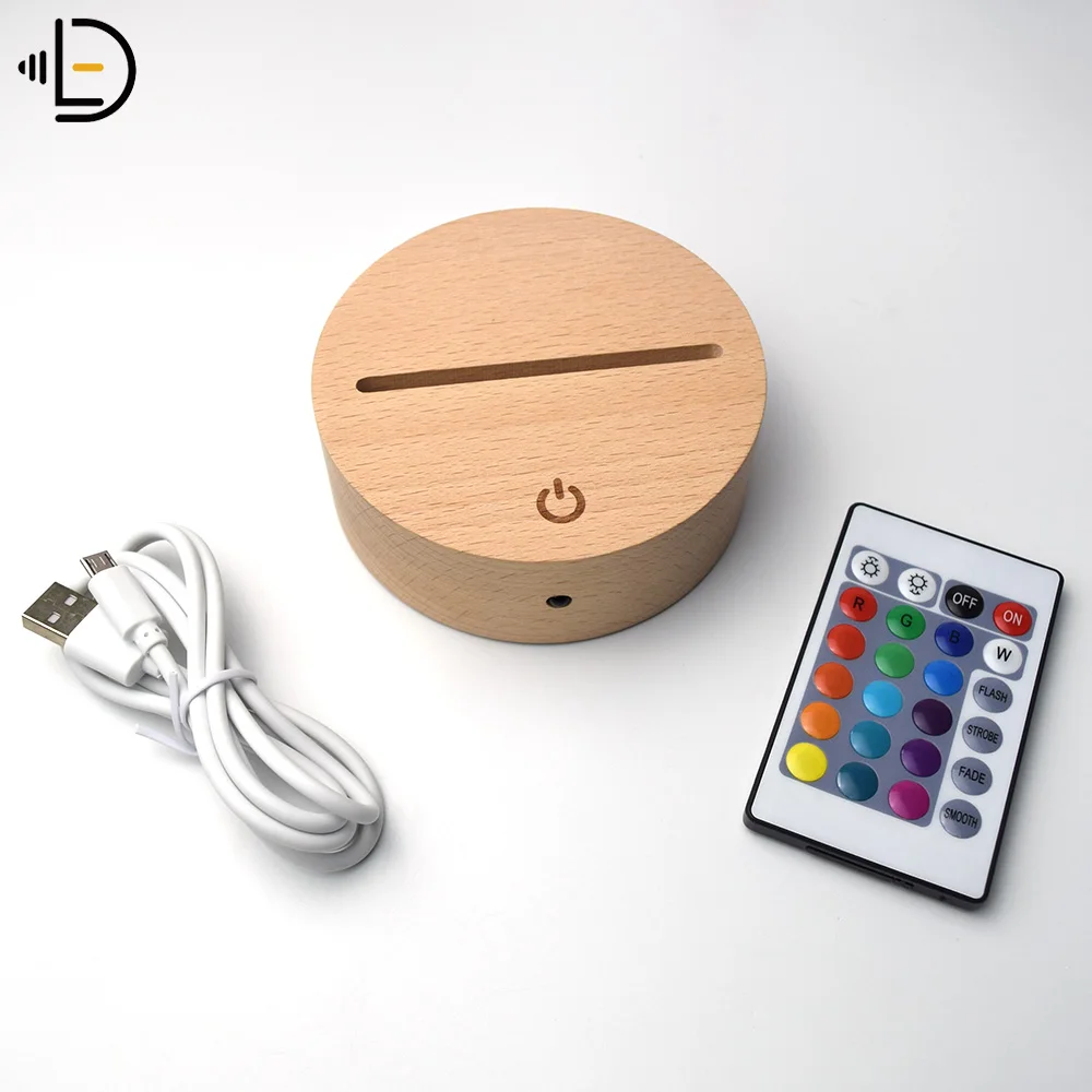 Основа для светодиодной лампы 3D ночник из АБС-пластика и акрила черного цвета светодиодный с сенсорным управлением USB-кабелем