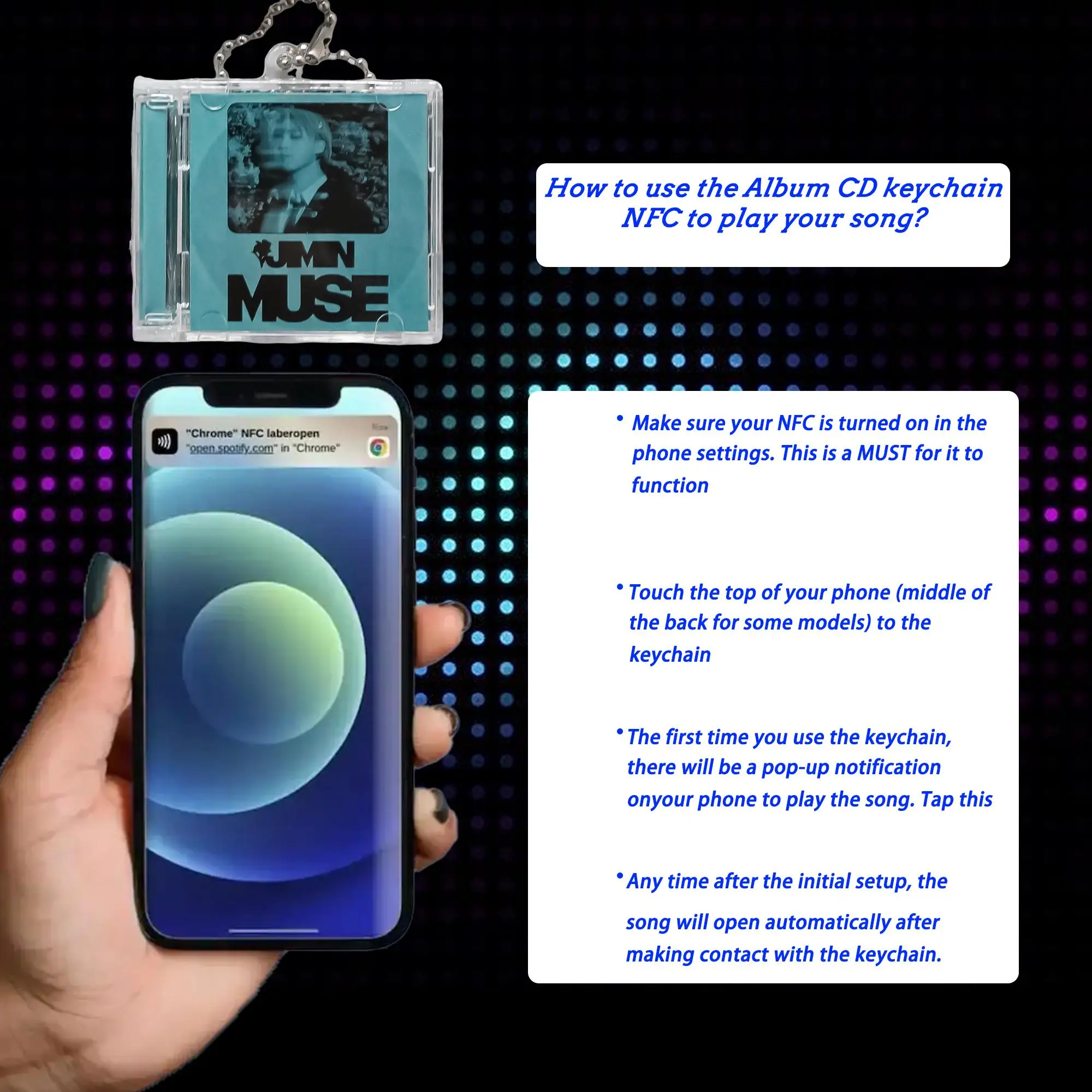 Personalized   Music Gift Close to the Phone Play Music Custom Musical Album Nfc Programmable Tag Nfc cd Keychain