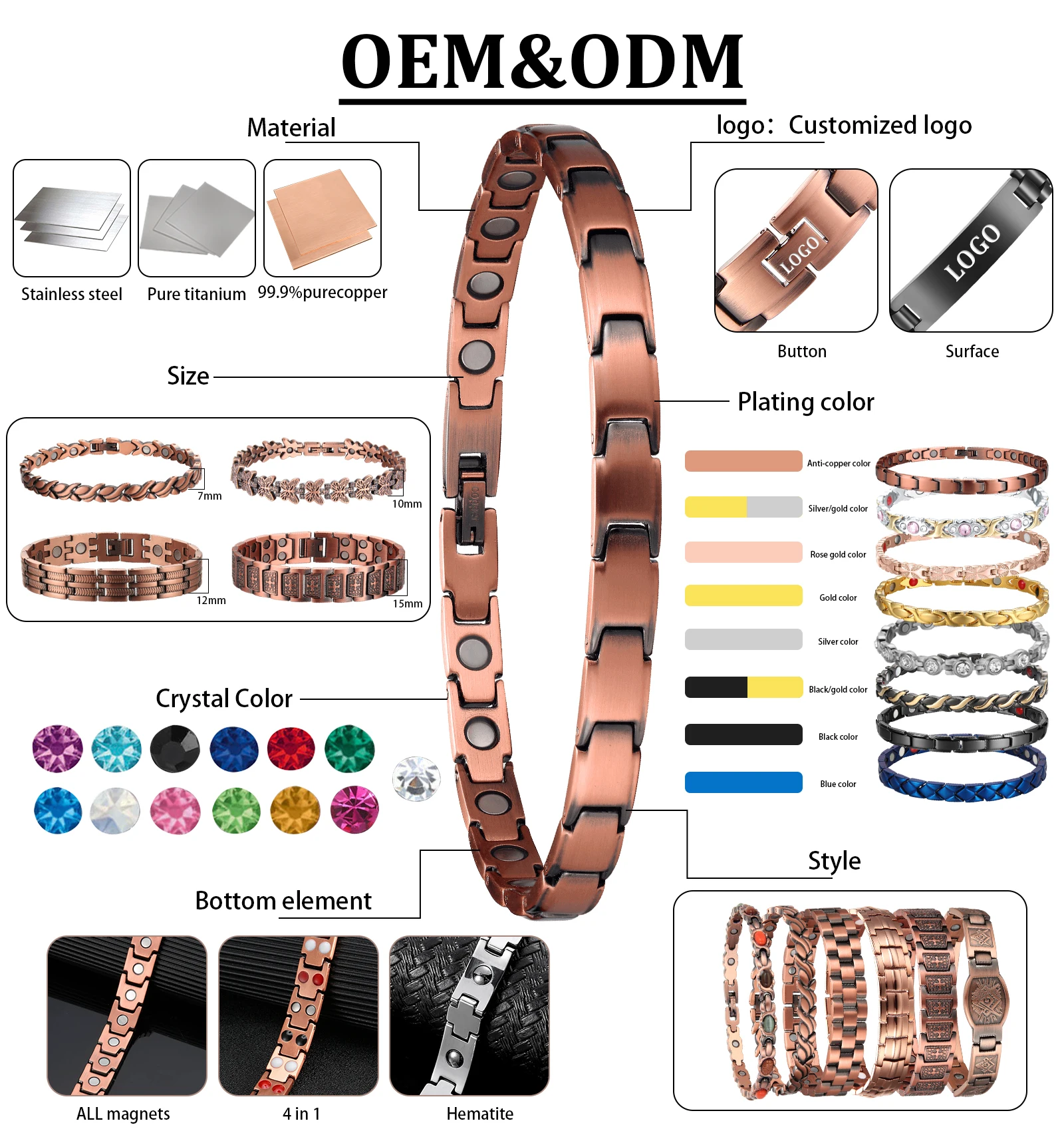 BioMagnetic Jewelry Titanium Magnetic Health Energy Ankle Bracelets for  Women