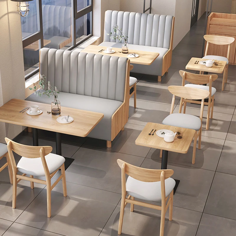Customized Indoor Wooden Restaurant Furniture Semicircle Leather Booth Seating Sofa Bench With Table and Chairs Sets for Cafe