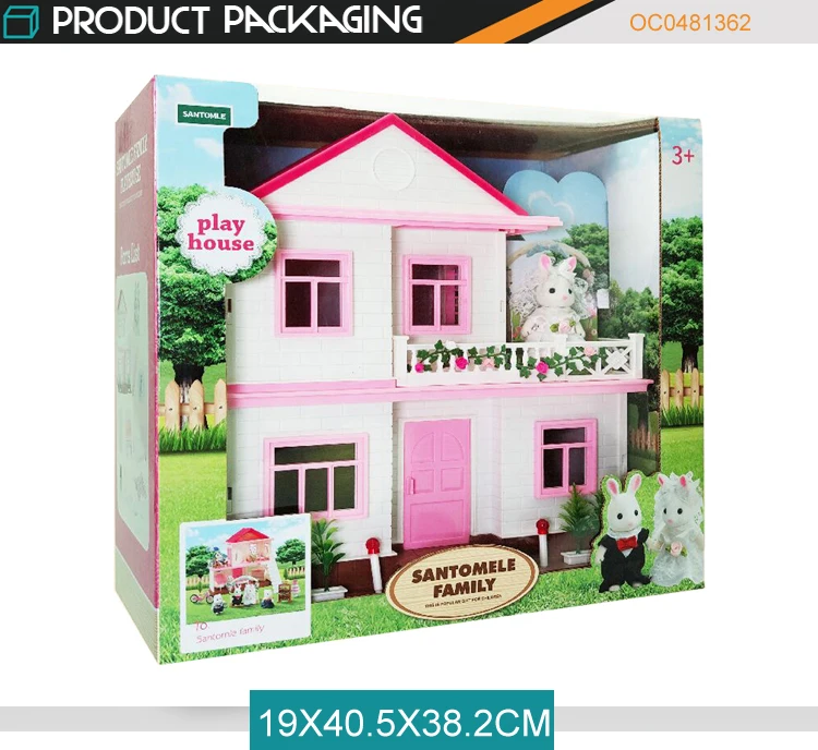 High Quality Simulation Cute Rabbit Playhouse Mini Doll House Toy With Light