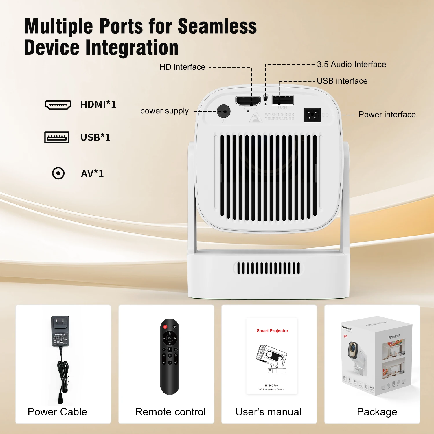 【新品・未使用】Magcubic HY310 ミニプロジェクター 4Kサポート Magcubic ポータブルミニHY310プロジェクター 1080P 4K対応、330 ANSI