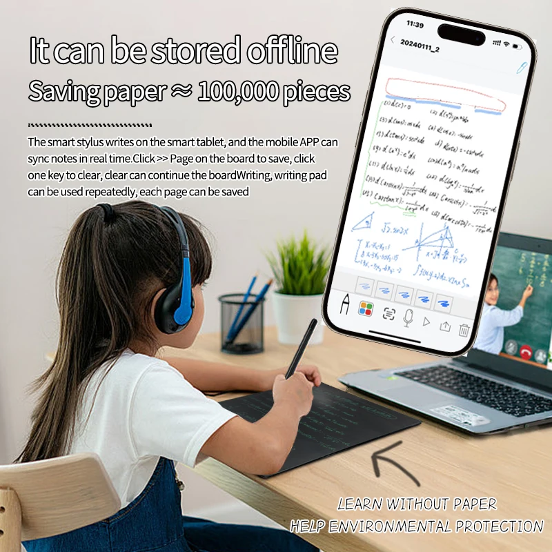 2024 Newest Smart Bluetooth A4 LCD Writing Tablet 14 Inch Business Pad  Writing Tablet Sync Phone With Pen