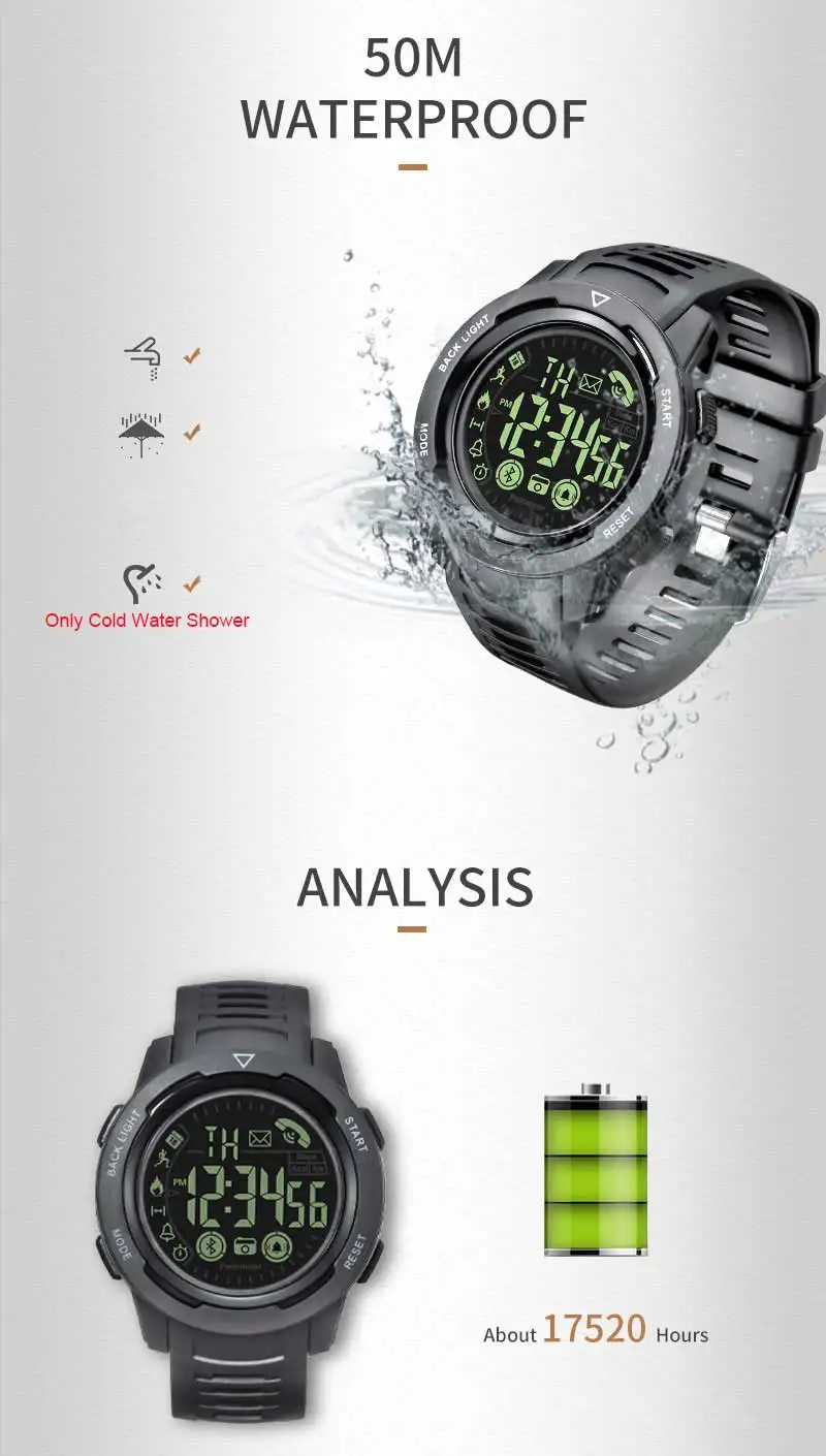 New Arrival Spovan PR3 Sport Plastic Smartwatch With Pedometer Call Message Reminder