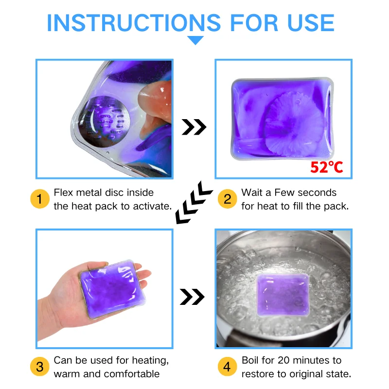 Click Hot Packs Magic Click Heat Pack Reusable Heat Pack for Neck Shoulder Back Knee Hand Foot PVC Gel Hot Heat Pad PAIN RELIEF