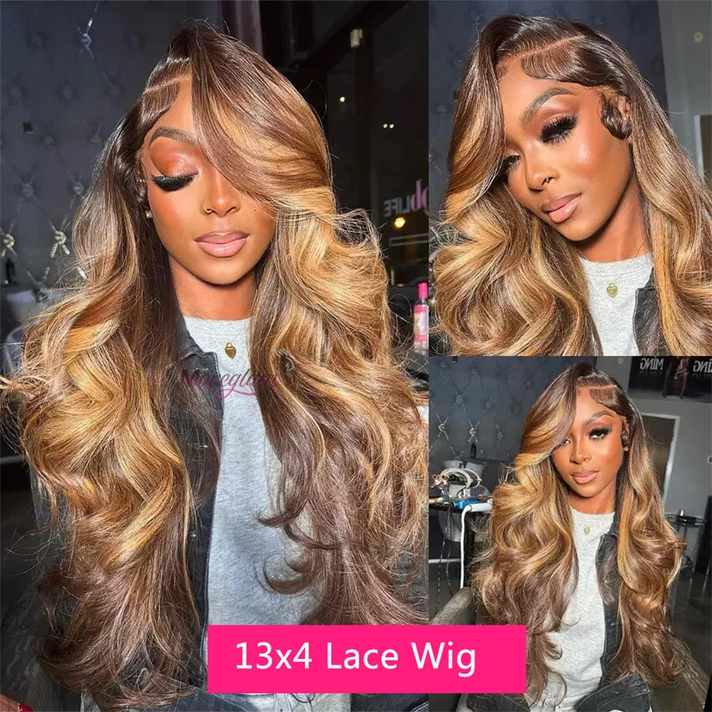 Blonde Highlight Lace Frontal Wigs for Black Women 180% Density Body Wave Malaysian Remy Human Hair_voghion.com
