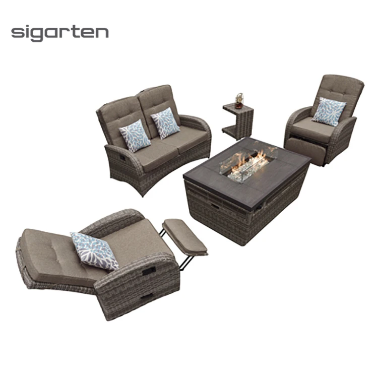 sigarden Minimalist Style Outdoor Sofa Fire Pit Garden Fire Pit Gas Lounge Furniture For Family Gatherings