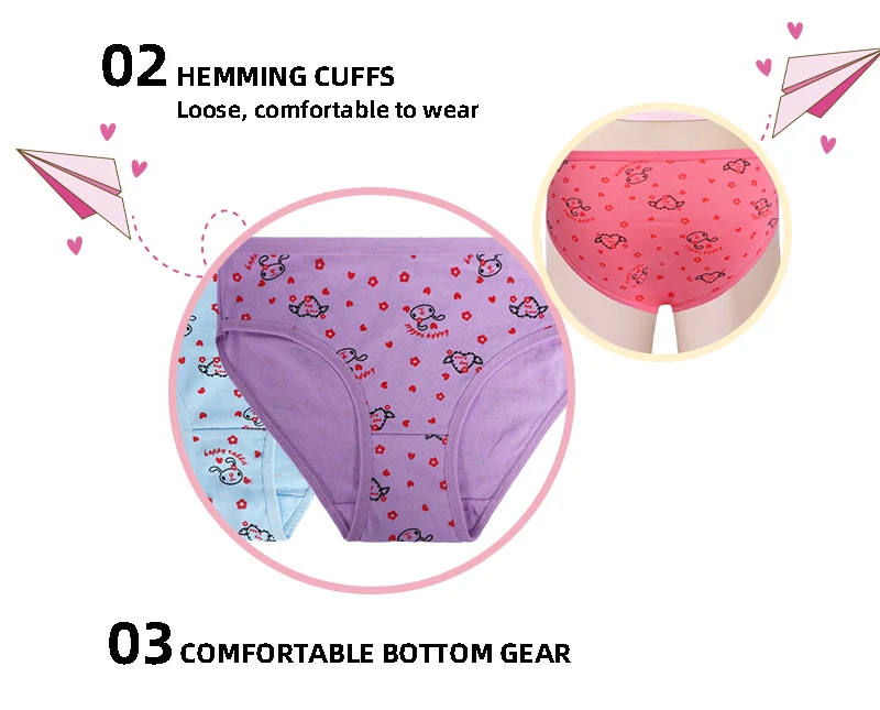 Uokin A6402 High Quality Soft Girls Cotton Brief Underwear Cute ...