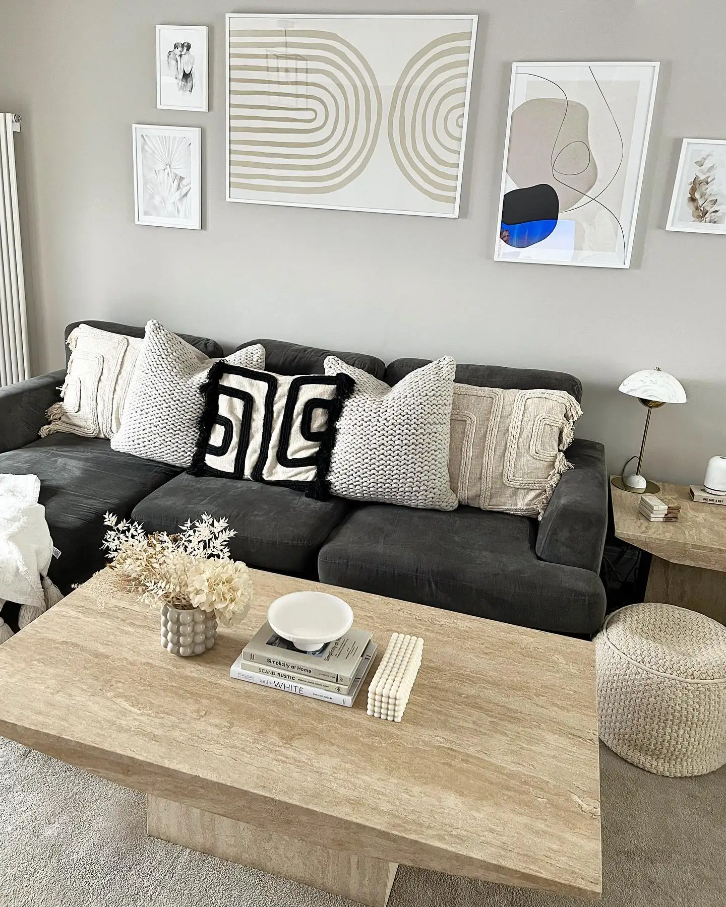 YDSTONE Natiural-Colored Travertine Coffee Table Modern with Traditional Style for Home Living Room Decor