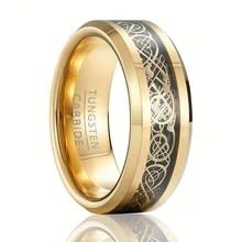 Hot Selling Model 8mm Carbon Fiber Inlay Tungsten Carbide Ring Gold Wedding Ring Fashion Jewelry Tungsten Jewelry For Men