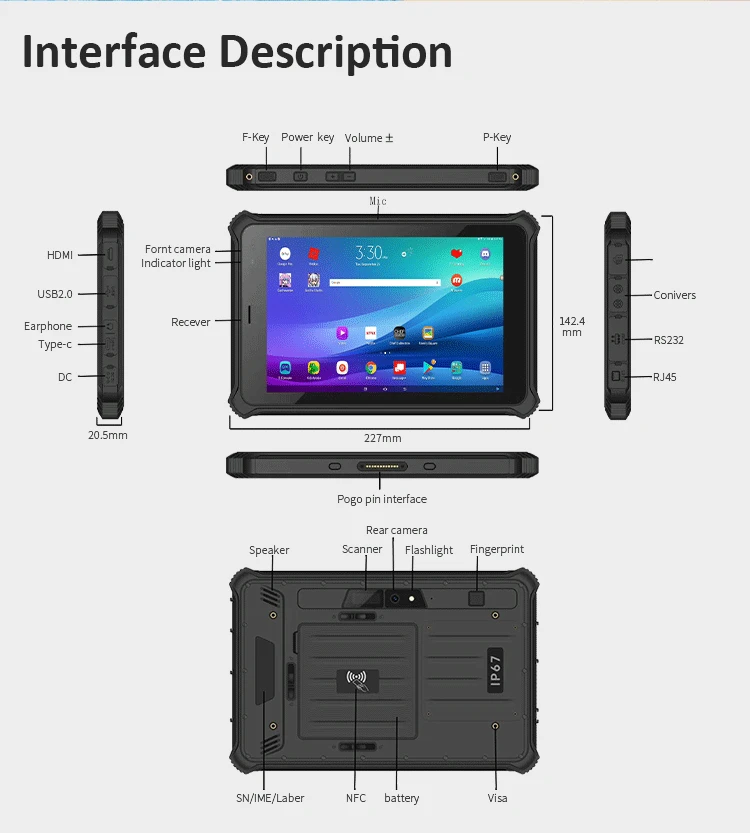 Marine Tablet Rugged Android with Gps Ip67 Rugged Tablet Android for Ships Removable Battery 10000mAh 8 10 Inch 4g Waterproof Ru