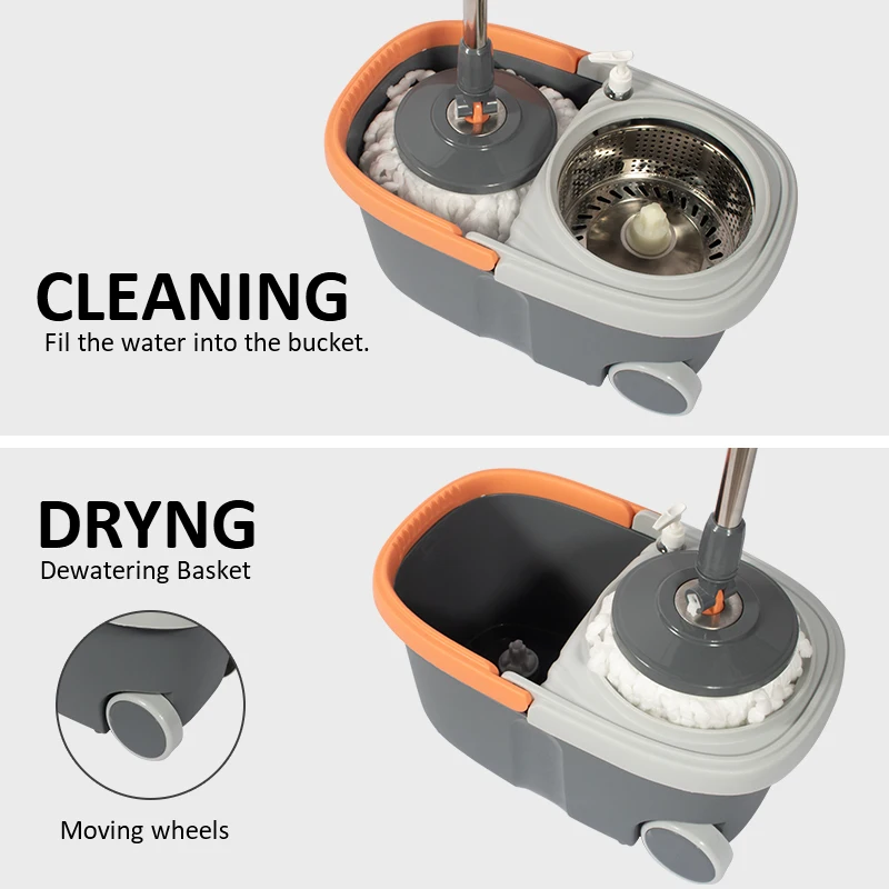 Волшебная Швабра Holamopa с ковшом и ножной педалью из микрофибры вращением на 360 градусов