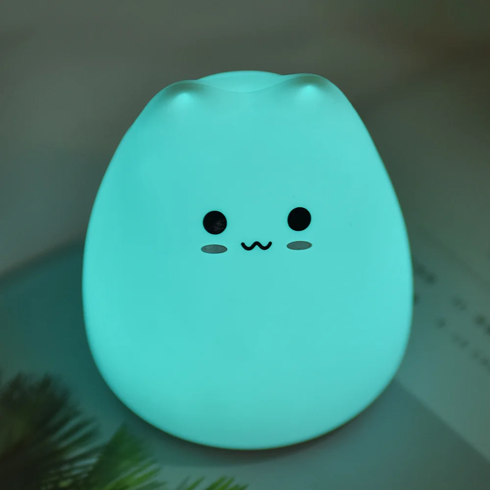 LED Cute Cat Battery Silicone Soft Kid Bedside Decor, image size:1000x1000