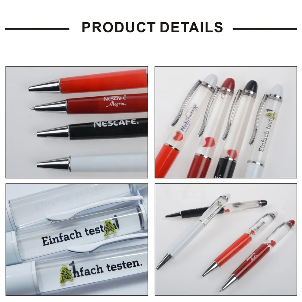 Promotion Advertising Gift Custom Logo Liquid Ball Pen 3D Floating Action Ink Pen with Magnetic Sports Body 1.0mm Writing Width