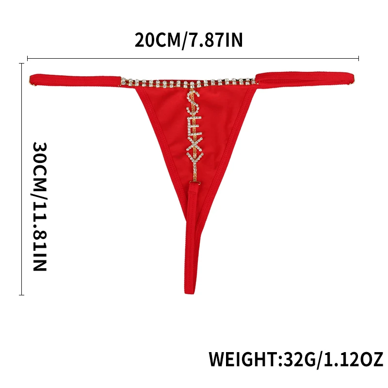 Rhinestone Crystal Custom Name Sexy Letter Red Thongs Panties Underwear Bikini Body Jewelry For