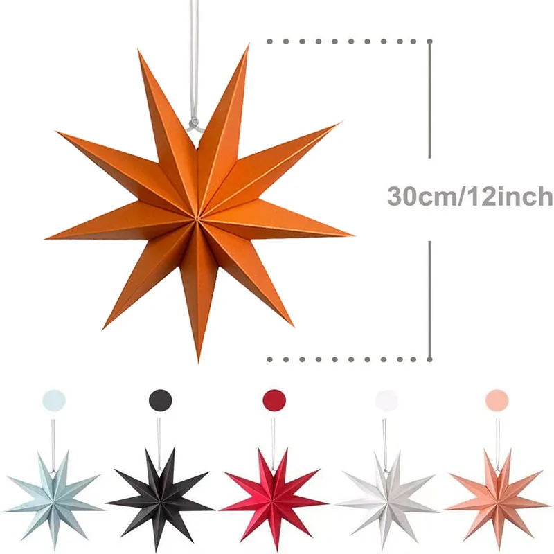 9 Point Paper Star Lantern Lampshade 3d Hanging Decoration Star Light