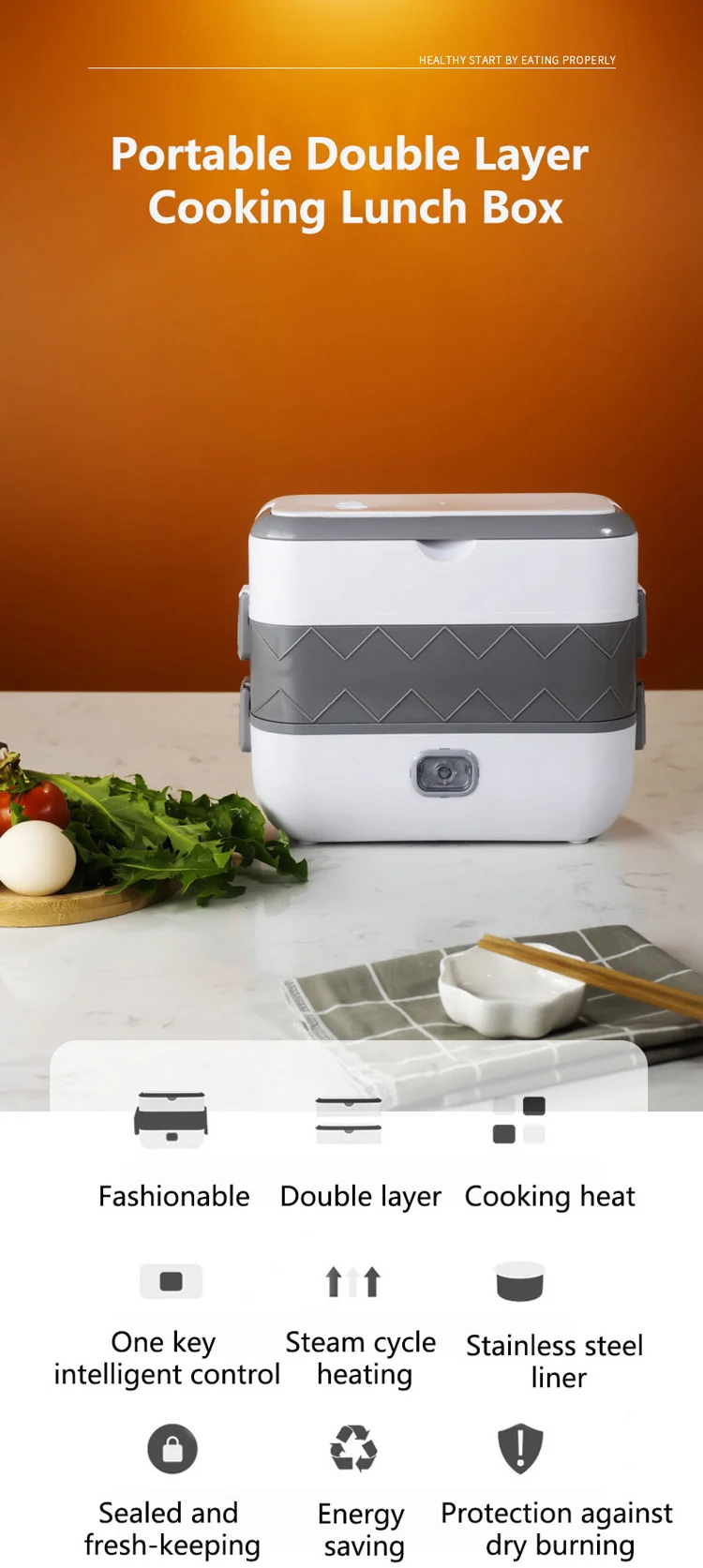 Electric Lunch Box with Single Layer, Electric Food Warmer