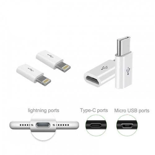 Micro USB To Lightning Port / Type-C Port Converter Adapter Charger