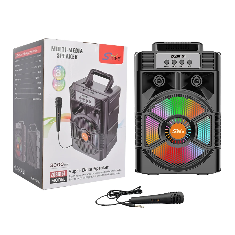 SING-E ZQS8151 8-Inch taşınabilir kablosuz bluetooth hoparlör