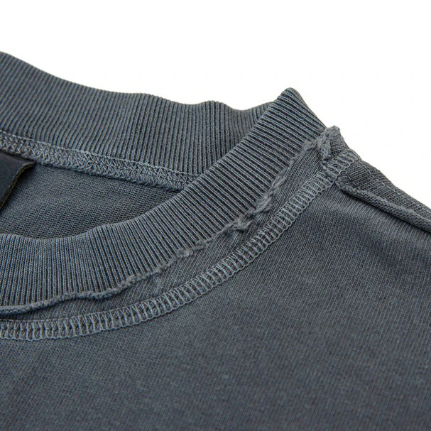 High Gsm Oversized Heavy Washed Raw Edge T-Shirt 320g Garment Men's Tshirt for Men With Rib Collar