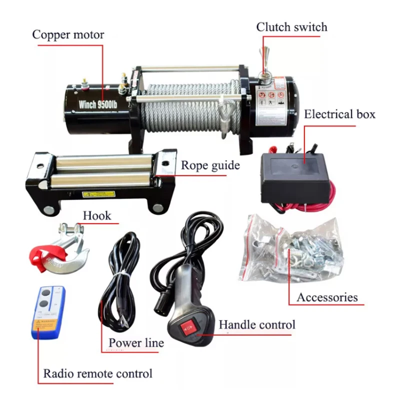 Высокоскоростная Мини электрическая автомобильная лебедка 12 В/24 В постоянного тока 2000 фунтов 6000 фунтов 12000 фунтов