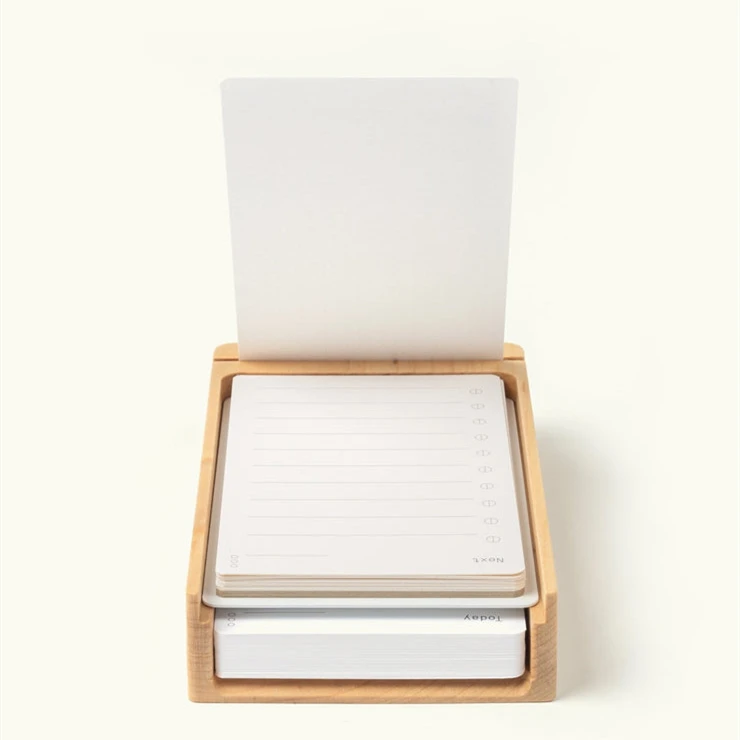 Wooden Note Pad Index Cards Holder Solid Wood Task Card Holder For