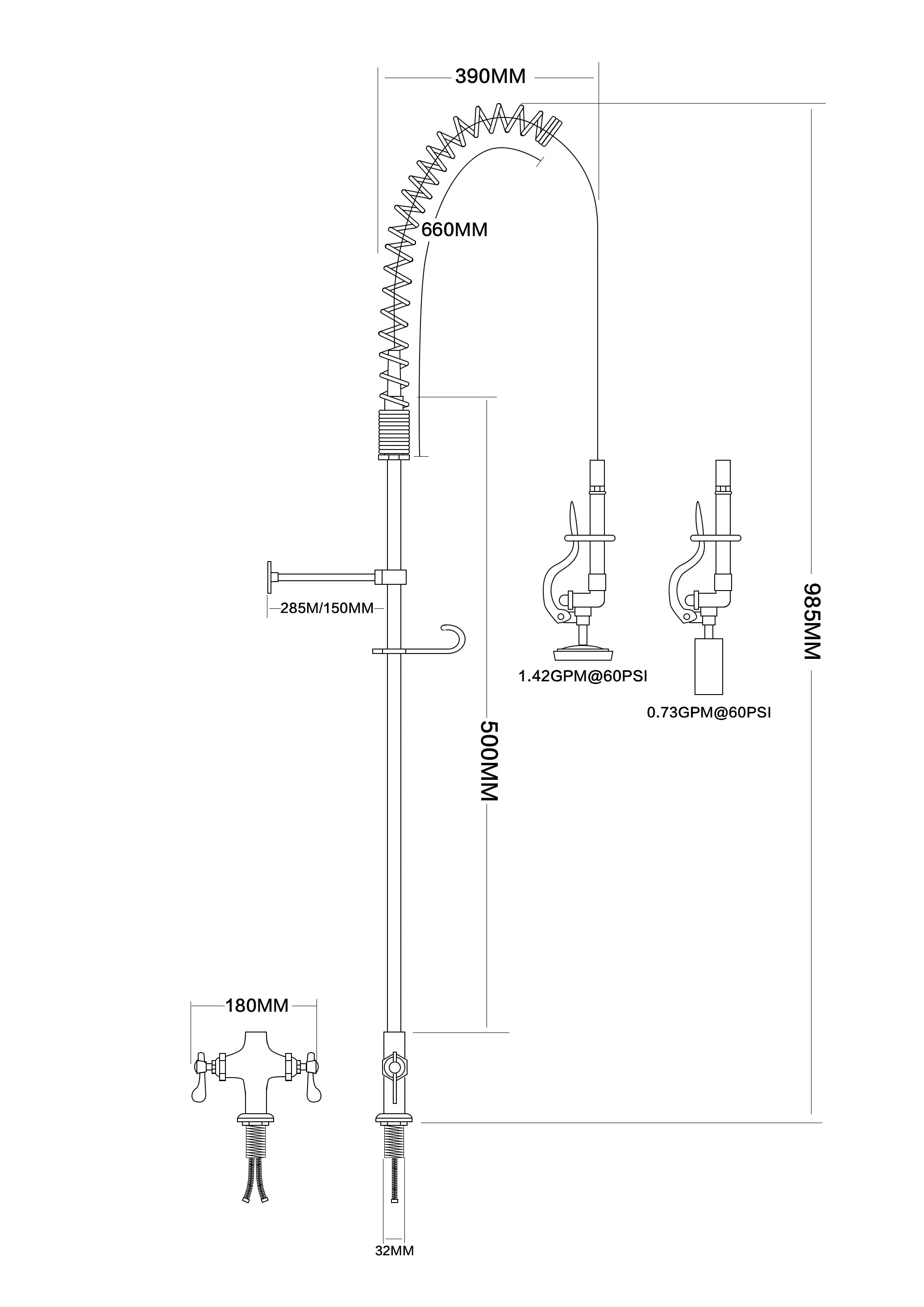 Easy Install Deck Mount Water Saving Faucet Commercial Kitchen Pre