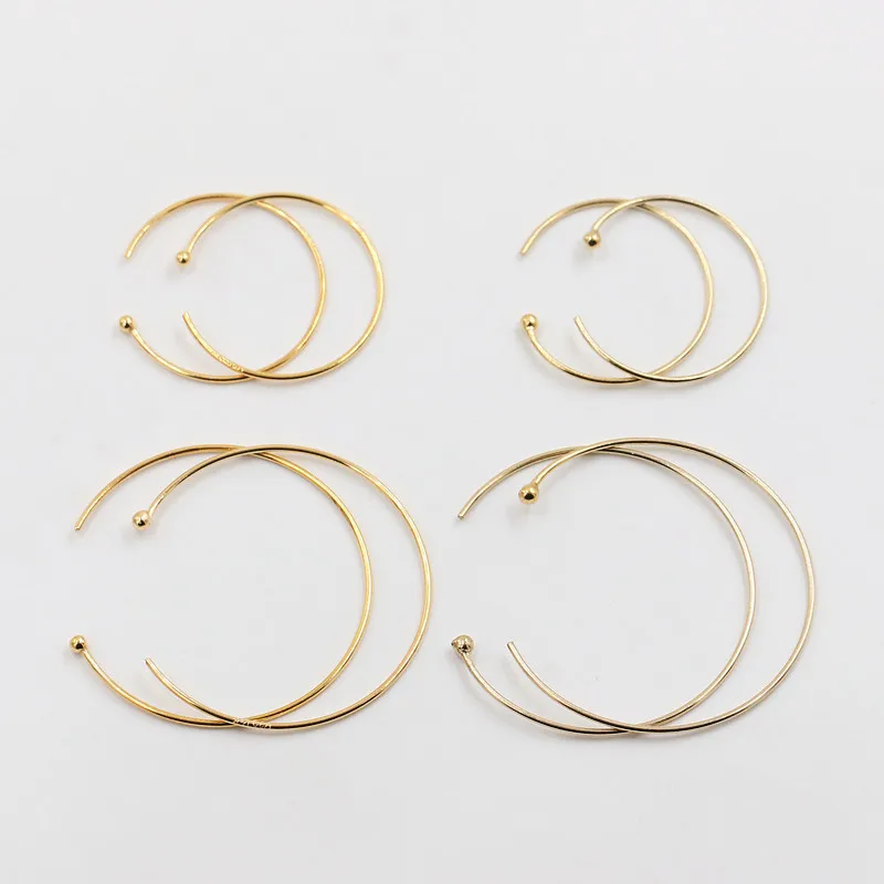 14k Gold Filled Big Circle Ear Wire Ball End Gold Filled Findings For