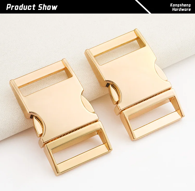 Wholesale Pet Hardware Gold Quick Release Buckle 1" Curved Side Release