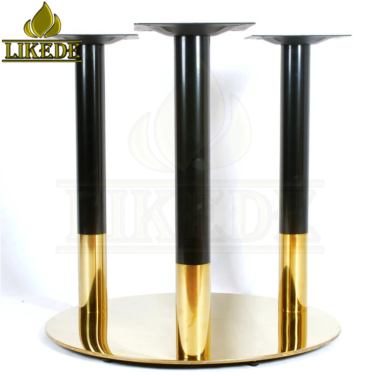 Newest High Quality Shiny Gold Black Big Large Heavy Duty 3 Pillars Columns Stainless Steel Table Base