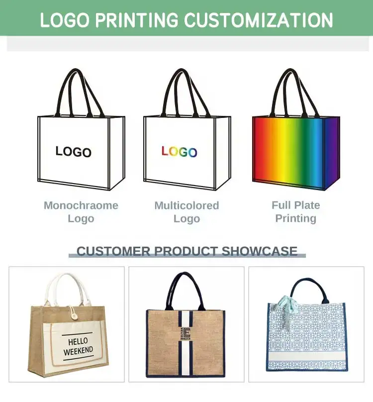 High Quality Burlap Styles Wholesale Eco-Friendly Large Natural Burlap Bags Jute Tote Bag Custom Logo Color Printed for Gifts manufacture