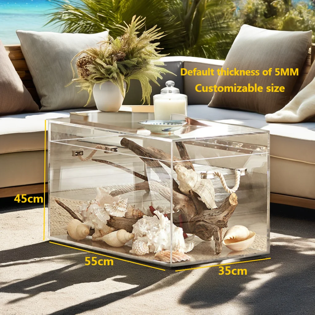 Jihong Customizable Luxury Transparent Glass Toy Box Wholesale Acrylic Luggage Side Table Home Villa Outdoor Living Room Hall