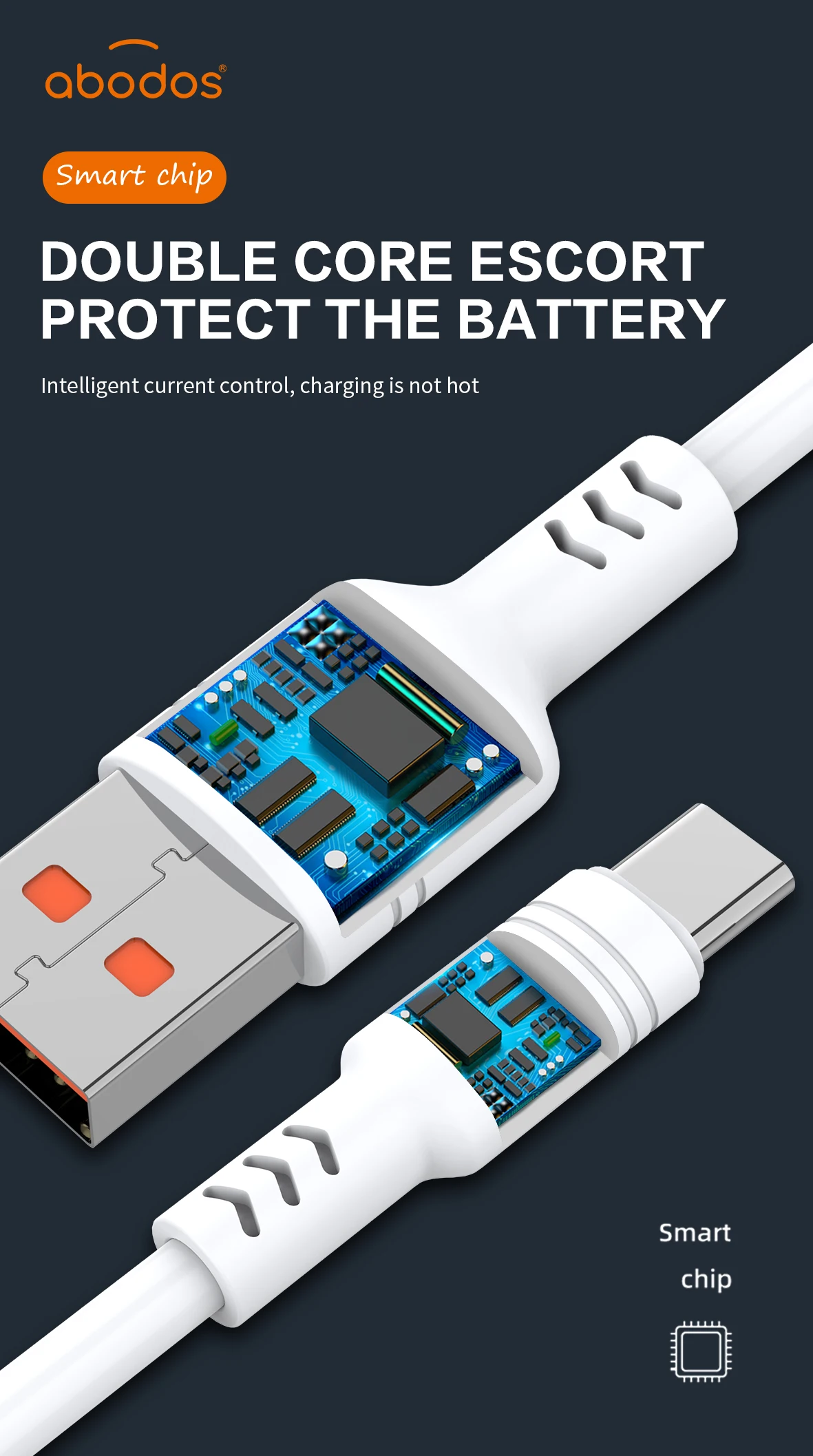 Abodos Brand 5A Fast Charge 30cm USB Data Cable for iPhone Power Bank Computer