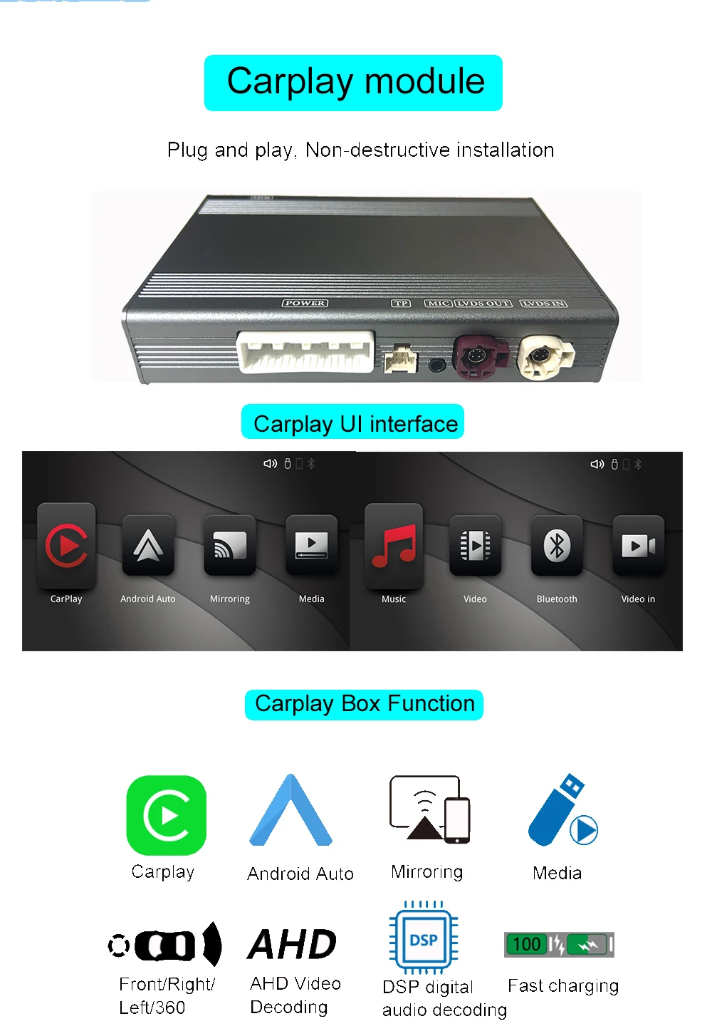Wireless Carplay Module for Ferrari F12, F8, 488, 812