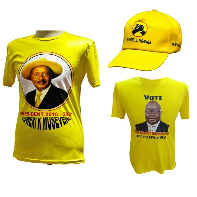 Cheap Political Election Campaign Printed Polyester T Shirts for Uganda 2023