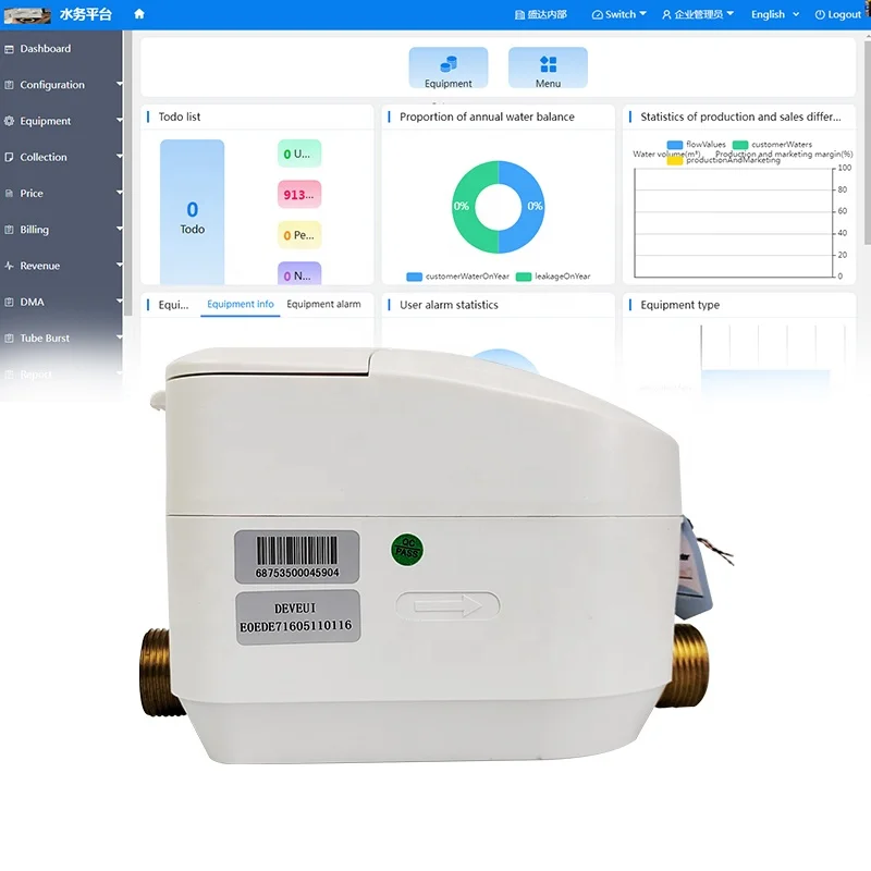 Battery Operated Smart Ultrasonic Water Meter Nb Iot Prepaid Wireless with Remote