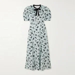 Clothing Manufacturer Custom Spring Summer Crew Neck Short Sleeve Elegant Casual Women Floral Dress