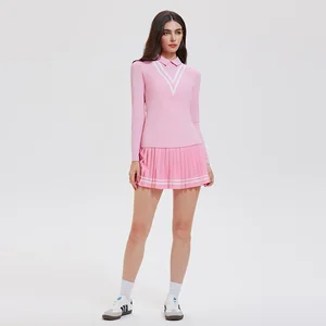 New Arrival Urban Style Tennis Spandex/Nylon Skirt Set Outdoor Quick-Dry Long Sleeve Sports Yoga Set for Women