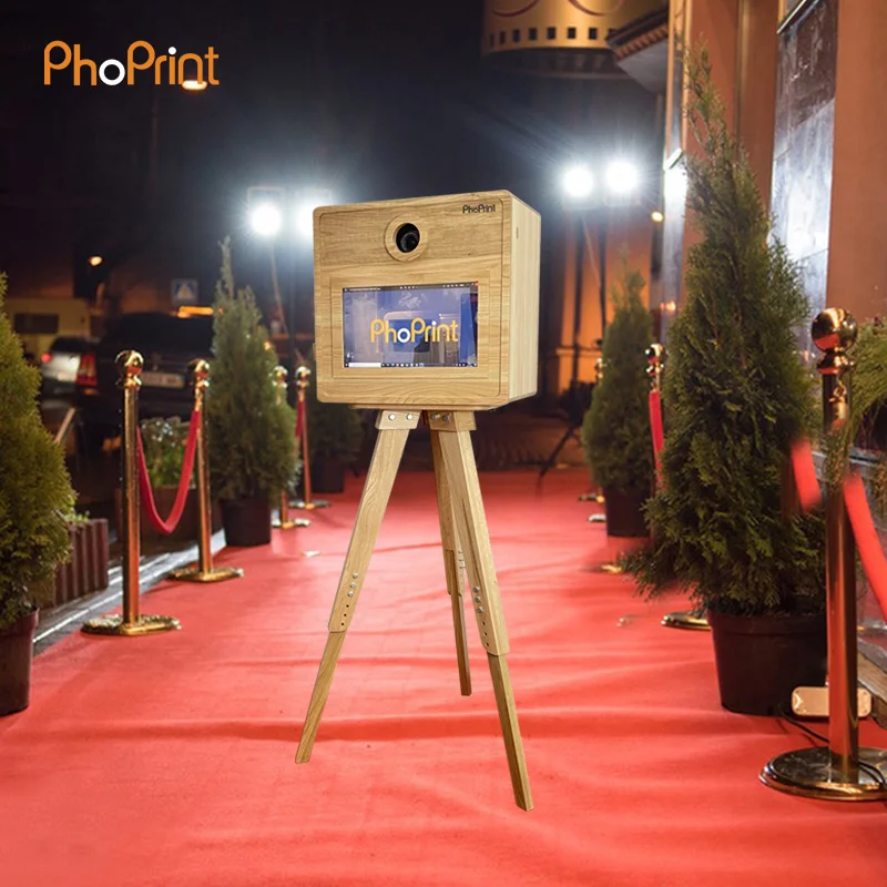 Phoprint Interactive Selfie Portable Dslr Wooden Vintage Photo Booth for Wedding and Party