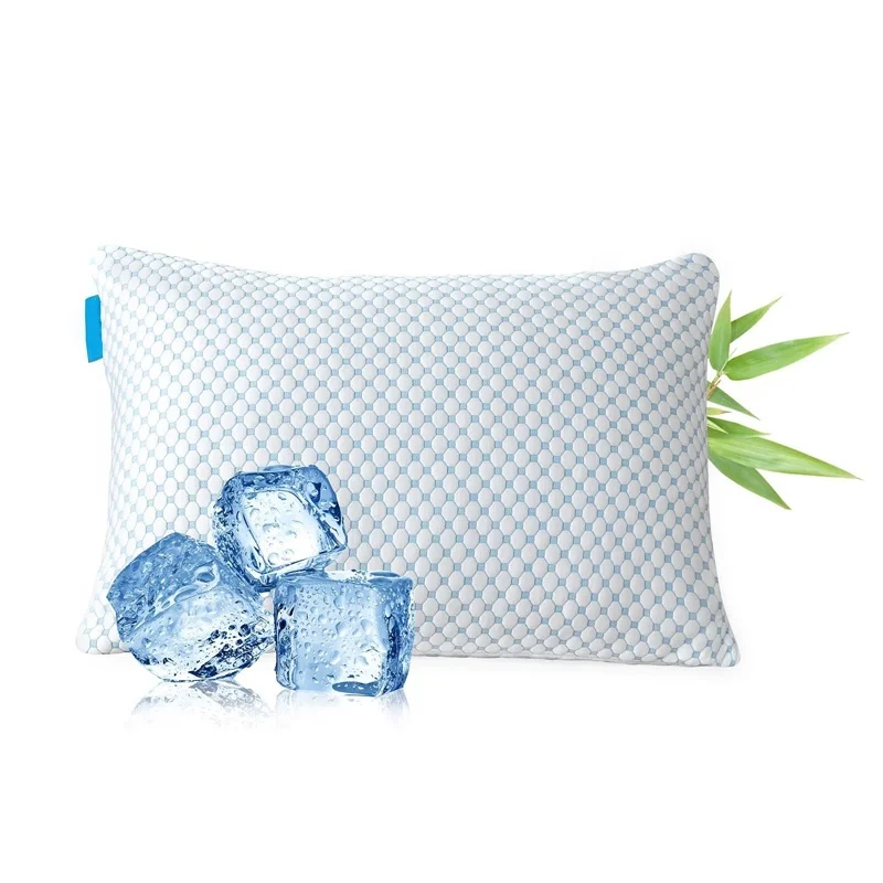 Bantal Penyejukan Boleh Laras dengan Penutup Boleh Basuh dan Telap Udara, Bantal Busa Memori Saiz Queen yang Disahkan oleh CertiPUR-US untuk Tidur