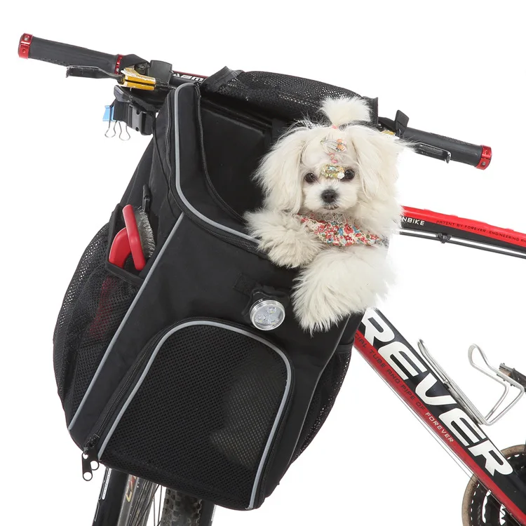 Foldable Dog Travel Backpack Reflective Dog Bike Basket Multi-function Pet Carrier Bag supplier