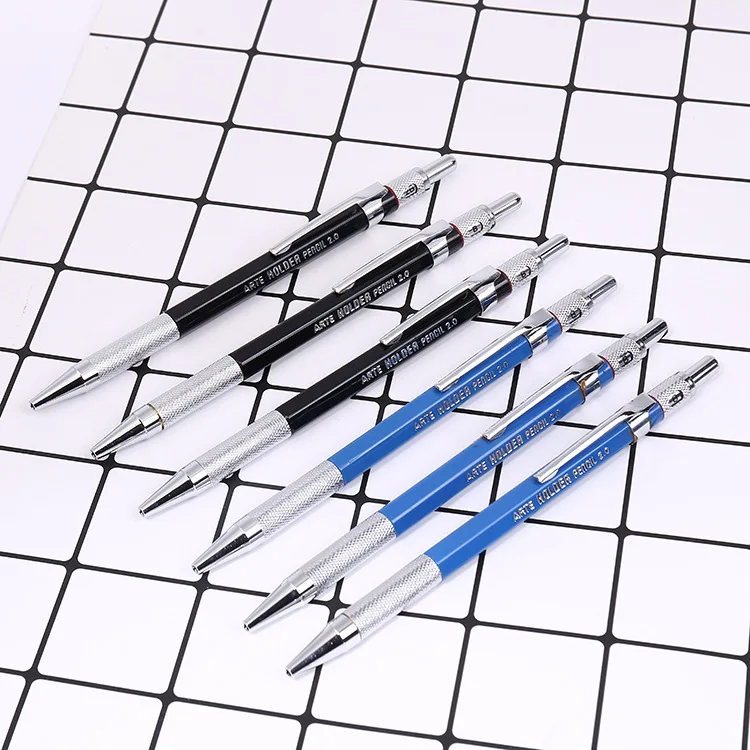 5 Pcs/set Professional Metal Mechanical Pencil Art Drawing Design HB 2B  Black Pen Copper Stainless Steel 