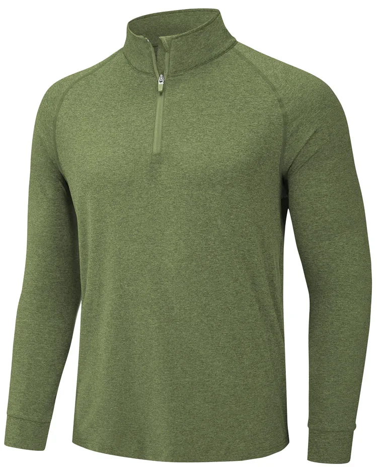 Custom LOGO UPF50+ Sun Protection 1/4 Zip Pullovers Mens Long Sleeve POLO Shirt High Quality Running