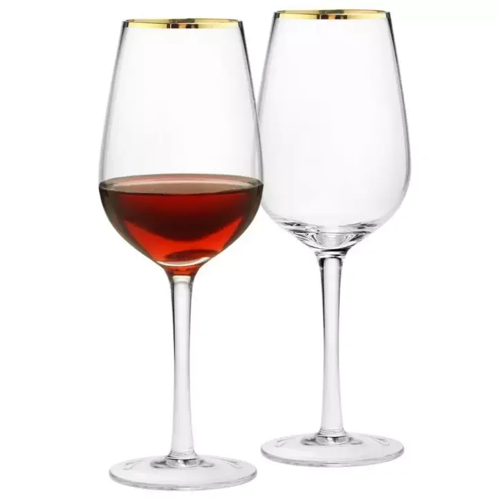 Various Logo and Color Available Glassware With Gold Rim Custom Gold Rimmed Wine Glasses Long Stem Crystal Red Wine Glass Goblet
