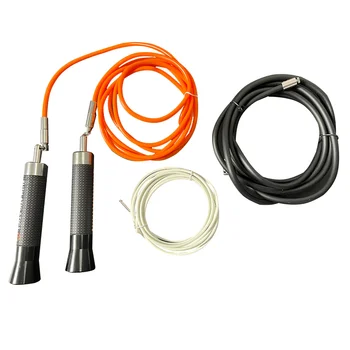Custom textured Multicolor PU leather Long Handle Strength Steel Replaceable Cable Heavy Boxing Jump Rope
