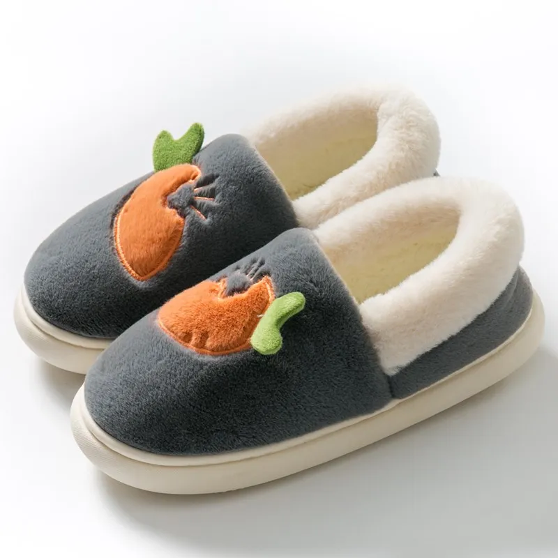 Зимние Детские домашние тапочки, Детская Хлопковая обувь с морковкой, плюшевые теплые тапочки для девочек, домашние тапочки для детей