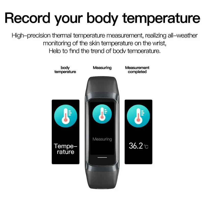 Top C60 AMOLED Color Screen Smartband Ip67 Waterproof Heart Rate Health Monitoring Sports Smart Fitness Band Android Bracelet