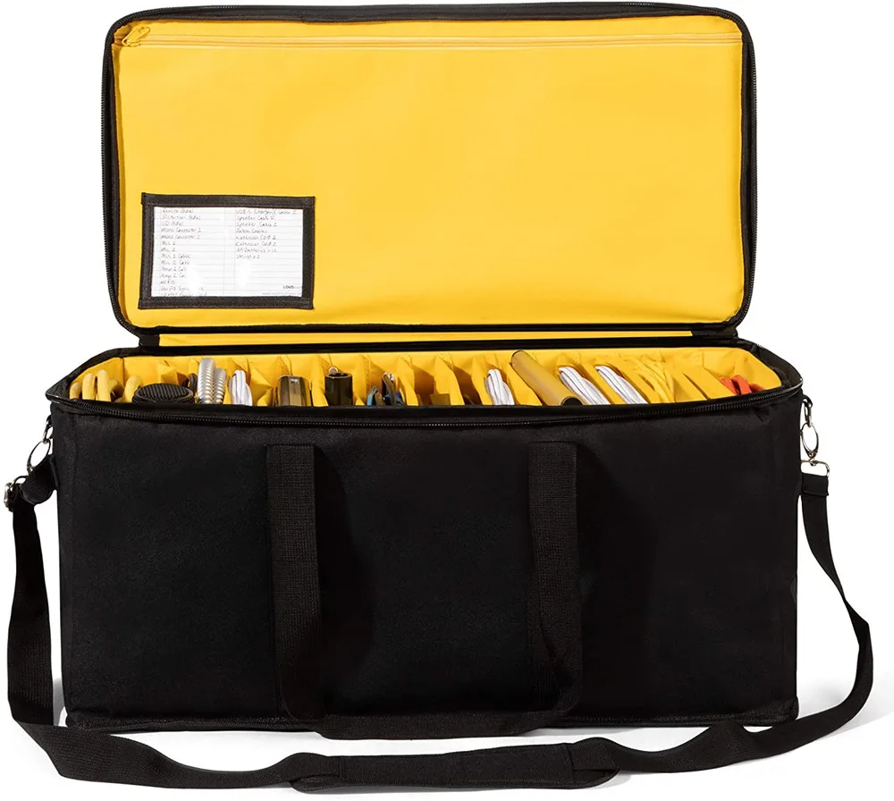 Large DJ Cable File Bag with Shoulder Strap Durable Guitar Gig Bags for Musicians Cord Organizer Case with Handle