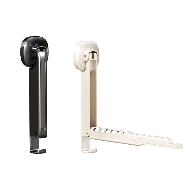 Small Indoor Telescopic Folding Clothes Storage Rack  Suction Cup Hanger No Punch Wall Hanging for Bathroom Drying