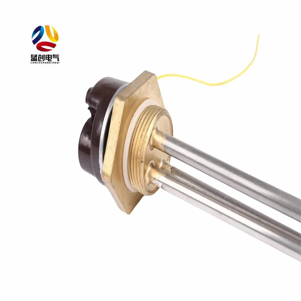 Factory Made Customize 12v 24v Brass Electric Heating element With Thermostat for Solar Water Heater